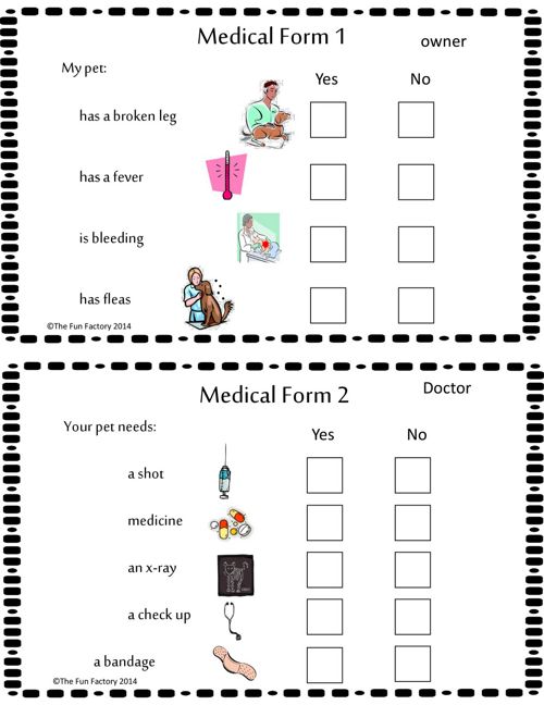 pretend veterinarian classroom activity worksheet hameray publishing